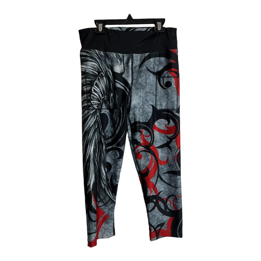 INKnBURN Raven Capris Running Apparel Leggings Black Red Sz M No Tag